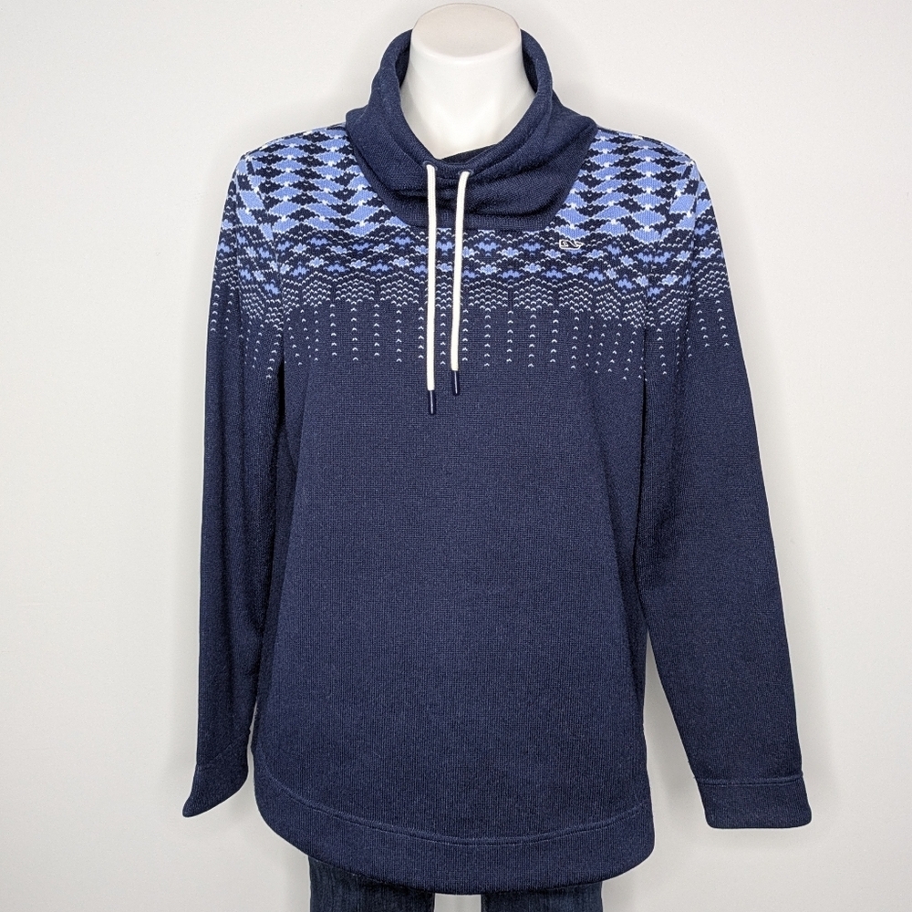 Vineyard Vines Blue Fair Isle Mock Neck Long Sleeve Sweater M